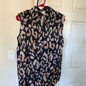 Leopard Print Sleeveless Blouse